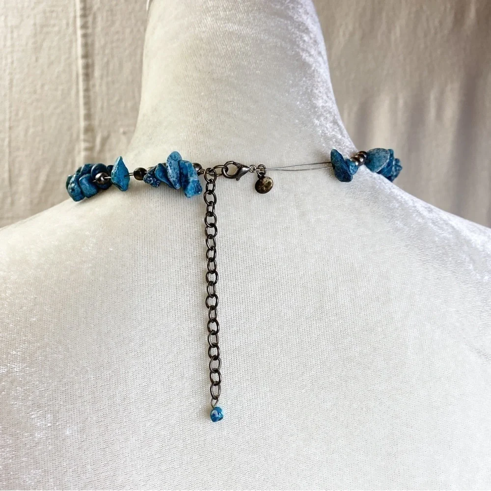 Vintage VJ Vicky Jousan silver and turquoise stone Necklace